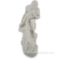 흰색 대리석 마무리 연인 동상 누드 조각
